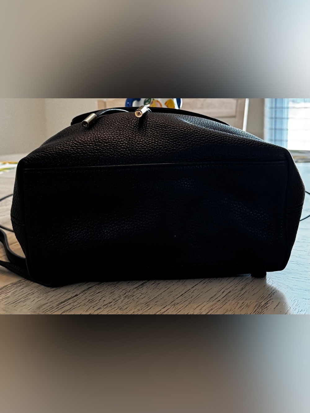 Kate Spade Leila Medium Flap Black Pebbled Leather Backpack - Picture 6 of 16